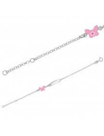 Oval identity bracelet in rhodium silver with a butterfly 31812634 Suzette et Benjamin 42,00 €