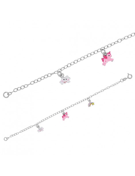 Bracelet pendants nuage, licorne et arc-en-ciel en argent rhodié 31812631 Suzette et Benjamin 54,00 €