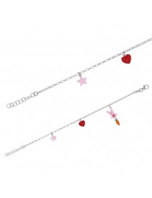 Bracelet avec étoile, cœur et lapin avec sa carotte en argent rhodié 31812635 Suzette et Benjamin 42,00 €