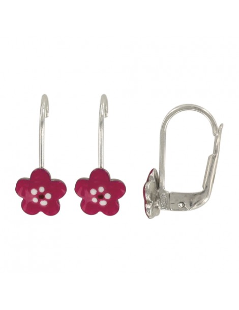 Orecchini a fiore fucsia per ragazza in argento rodiato 3131315 Suzette et Benjamin 39,00 €