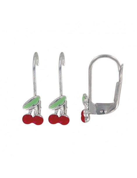 Earrings red cherry for girl in rhodium silver 3131305 Suzette et Benjamin 39,90 €