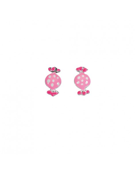 Boucles d'oreilles puces en forme de bonbon rose en argent rhodié 3130860 Suzette et Benjamin 19,90 €