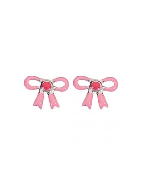 Boucles d'oreilles puces avec nœud rose en argent rhodié 3130276 Suzette et Benjamin 19,90 €