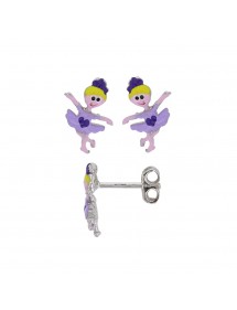 Boucles d'oreilles danseuse avec cœur violet en argent rhodié 3131784 Suzette et Benjamin 19,90 €