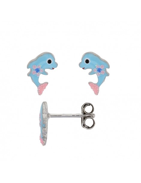 Earrings dolphin earrings with rhodium silver flower 3131787 Suzette et Benjamin 28,00 €