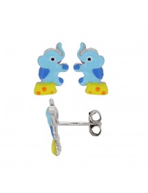 Earrings shaped blue elephant sitting rhodium silver 3131770 Suzette et Benjamin 39,90 €