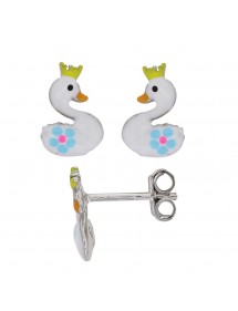 Boucles d'oreilles puces argent rhodié en forme de Cygnes 3131792 Suzette et Benjamin 27,00 €