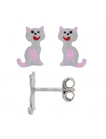 Boucles d'oreilles en forme de chat gris en argent rhodié 3131766 Suzette et Benjamin 16,90 €