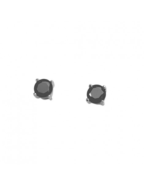 Boucles d'oreilles carré serti griffes rhodié et oxyde ronde teinté onyx 3130724 Laval 1878 19,90 €