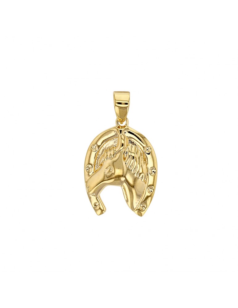 Pendentif fer avec tête de cheval plaqué or