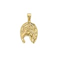 Pendentif fer avec tête de cheval plaqué or