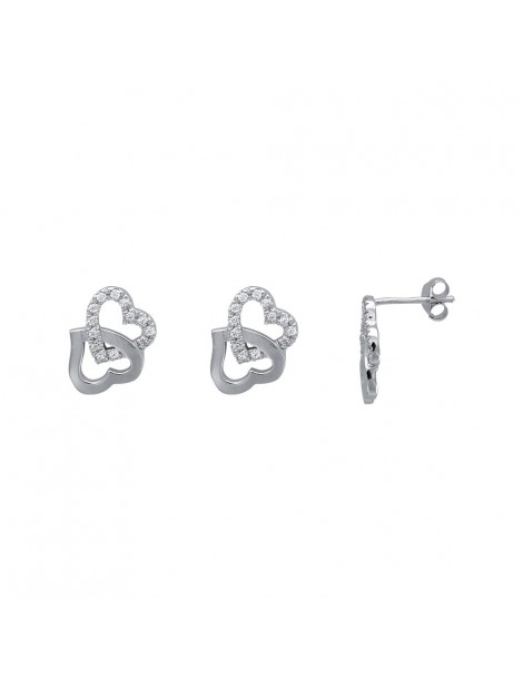 Earrings hearts intertwined Silver and zirconium oxides