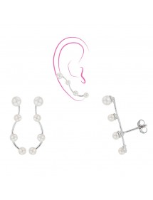 Boucles d'oreilles 4 perles synthétiques sur tige argent massif 3131454 Laval 1878 29,90 €