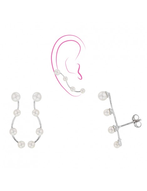 Boucles d'oreilles 4 perles synthétiques sur tige argent massif 3131454 Laval 1878 29,90 €