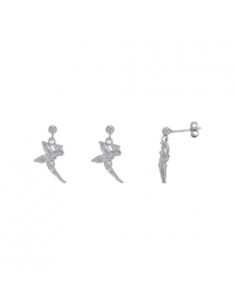 Boucles d'oreilles fée en argent rhodié ornée d'un oxyde teinté blanc 313157 Laval 1878 42,00 €