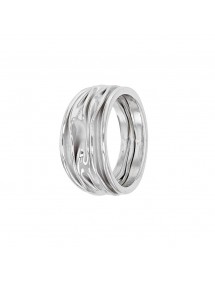 Bague large en argent rhodié effet tissu plissé 311577 Laval 1878 79,90 €