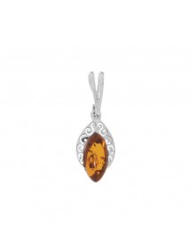 Pendentif ovale en ambre avec contour en argent rhodié ajouré 31610423RH Nature d'Ambre 34,00 €