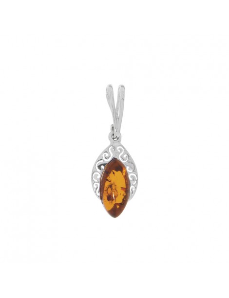 Ovaler Anhänger in Bernstein mit rhodiniertem Silberumriss 31610423RH Nature d'Ambre 34,00 €