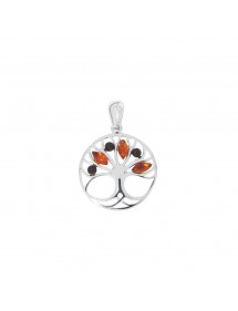 Pendentif arbre de vie en ambre cognac et cerise et argent rhodié 31610416RH Nature d'Ambre 42,90 €