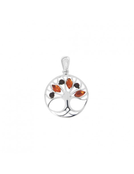 Pendentif arbre de vie en ambre cognac et cerise et argent rhodié 31610416RH Nature d'Ambre 42,90 €