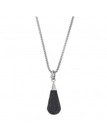 Collier goutte d'eau One Man Show pailletée noir en acier 317252N One Man Show 59,90 €