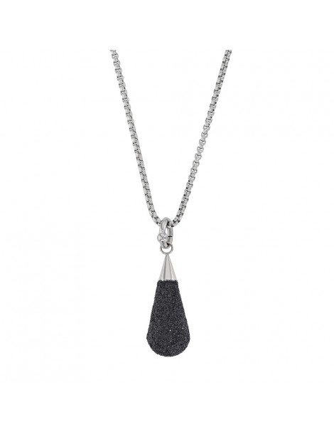 Collier goutte d'eau pailletée noir en acier 317252N One Man Show 59,90 €