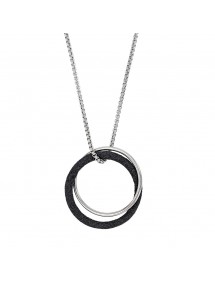 Collier acier doubles ronds One Man Show , rond avec paillettes noires et rond acier 317251N One Man Show 56,00 €