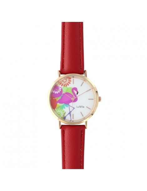 Montre Lutetia motif flamant rose, bracelet synthétique rouge 750141R Lutetia 59,90 €