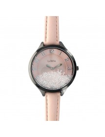 Montre Lutetia boîtier métal strass, bracelet cuir de veau rose pâle 750102RP Lutetia 38,00 €