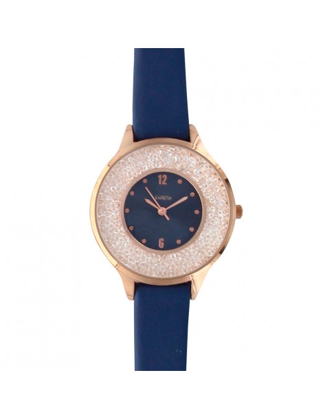 Montre Lutetia bleu marine, boîtier doré rose, cadran avec pierres 750128BM Lutetia 59,90 €