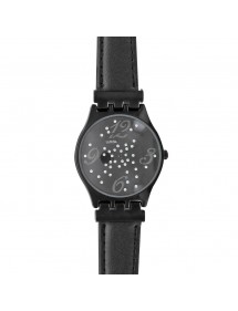 Lutetia schwarze Uhr mit Metallgehäuse, Strass und Lederband 750124N Lutetia 59,90 €