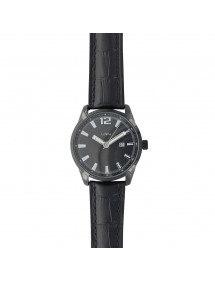 Lutetia watch with dato, black case, crocodile-look black strap 750149NN Lutetia 79,90 €