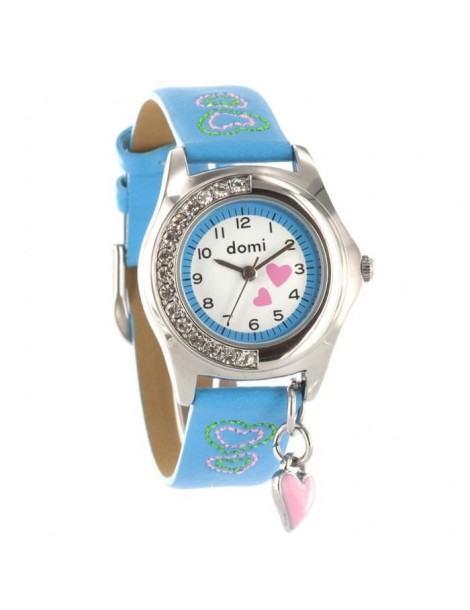 Montre pédagogique DOMI Cœurs et strass, bracelet synthétique bleu 752990 DOMI 26,50 €