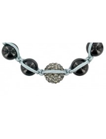 Black shamballa bracelet with crystal ball and onyx balls