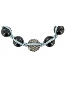 Schwarzes Shamballa-Armband mit Kristallkugel und Onyxkugeln