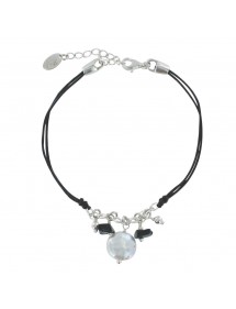 Bracelet cordon noir avec Agathe noir et Nacre blanche 3180765 îlOcéane 29,90 €