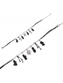 Bracelet black cord with Agathe black and white Pearl 3180371 îlOcéane 16,00 €