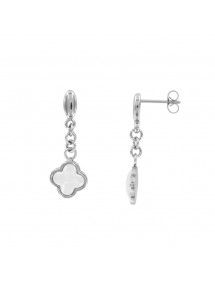 Steel and white ceramic pendant earrings 3131351B One Man Show 15,00 €