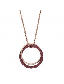 Collier acier rose avec deux anneaux dont un pailleté prunes 317251RP One Man Show 56,00 €