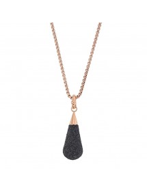 Collana in acciaio rosa con gocce d'acqua e glitter nero 317252RN One Man Show 59,90 €