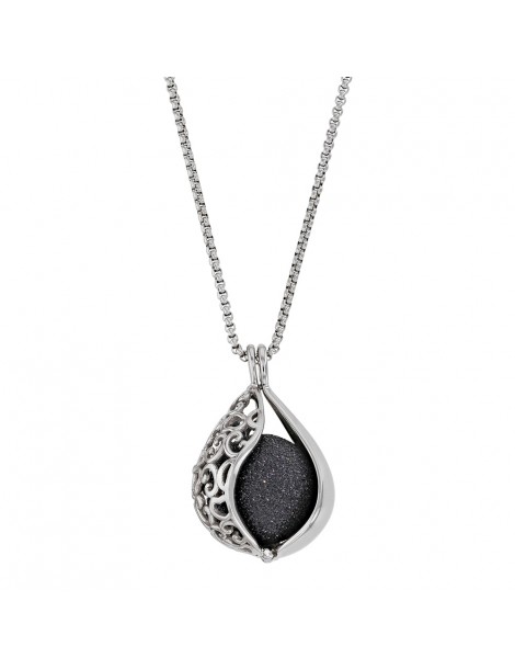 Collier acier One Man Show en forme de goutte ajourée et boule pailletée noire 317253N One Man Show 69,90 €