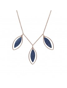 Leaf shaped necklace in pink steel and glittery blue 31710420R One Man Show 63,90 €