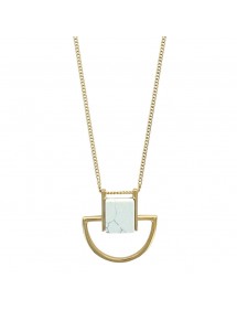 Golden steel necklace with imitation marble synthetic stone 317422 One Man Show 54,00 €