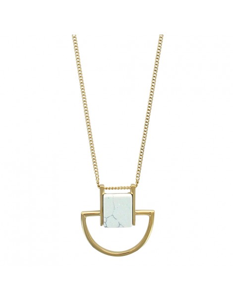 Golden steel necklace with imitation marble synthetic stone 317422 One Man Show 54,00 €