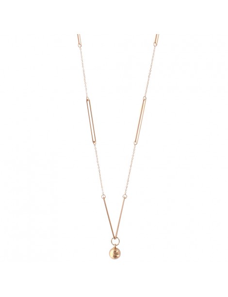 Collier sautoir acier doré rose One Man Show avec éléments rectangles et une boule 317486R One Man Show 34,50 €