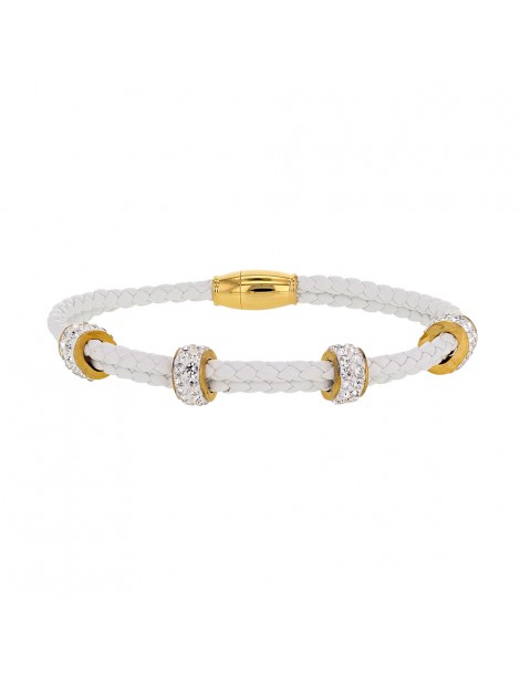 Bracelet cordon blanc et perles acier ornées de pierres synthétiques 318029 One Man Show 34,90 €