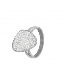 Bague acier forme arrondie ornée de pierres synthétiques blanches 311695 One Man Show 46,00 €