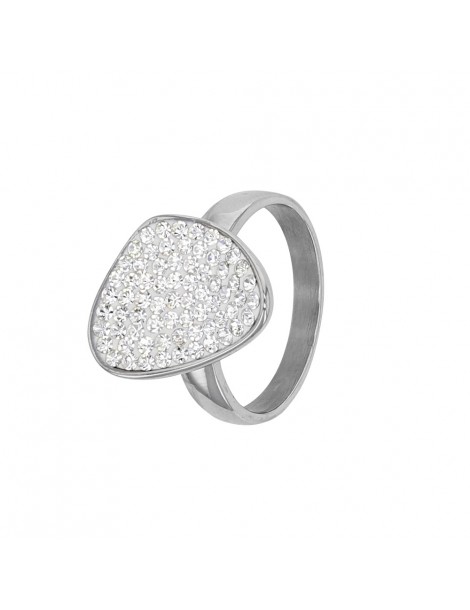 Anello in acciaio arrotondato decorato con pietre sintetiche bianche 311695 One Man Show 46,00 €