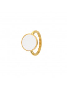 Anello rotondo in acciaio giallo con smalto bianco 311390D One Man Show 29,90 €