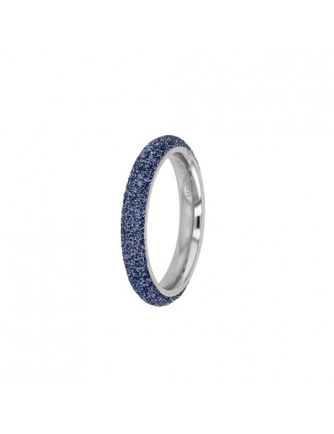 Anello sottile in acciaio glitter blu